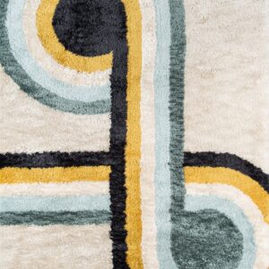 Novogratz Retro Collection Bullseye Shag Area Rug, 5'0" x 7'6", Blue