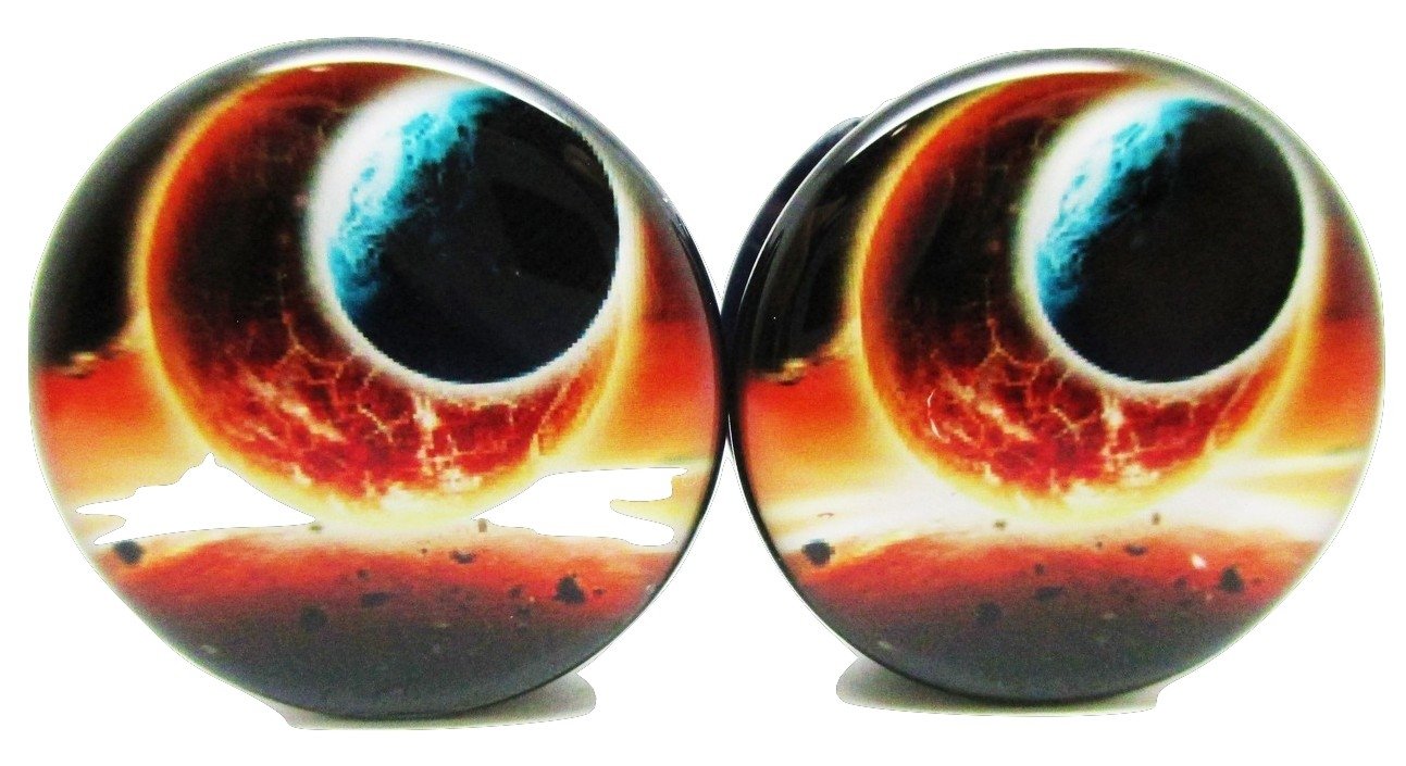 Pierced Republic Sun Explosion Ear Plugs - Acrylic Screw-On - 10 Sizes - Pair (1" (25mm))