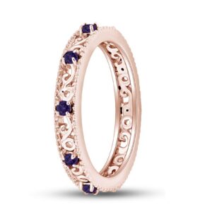 Jewel Zone US Round Cut Purple Simulated Alexandrite Stackable Ring in 14K Rose Gold Over Sterling Silver