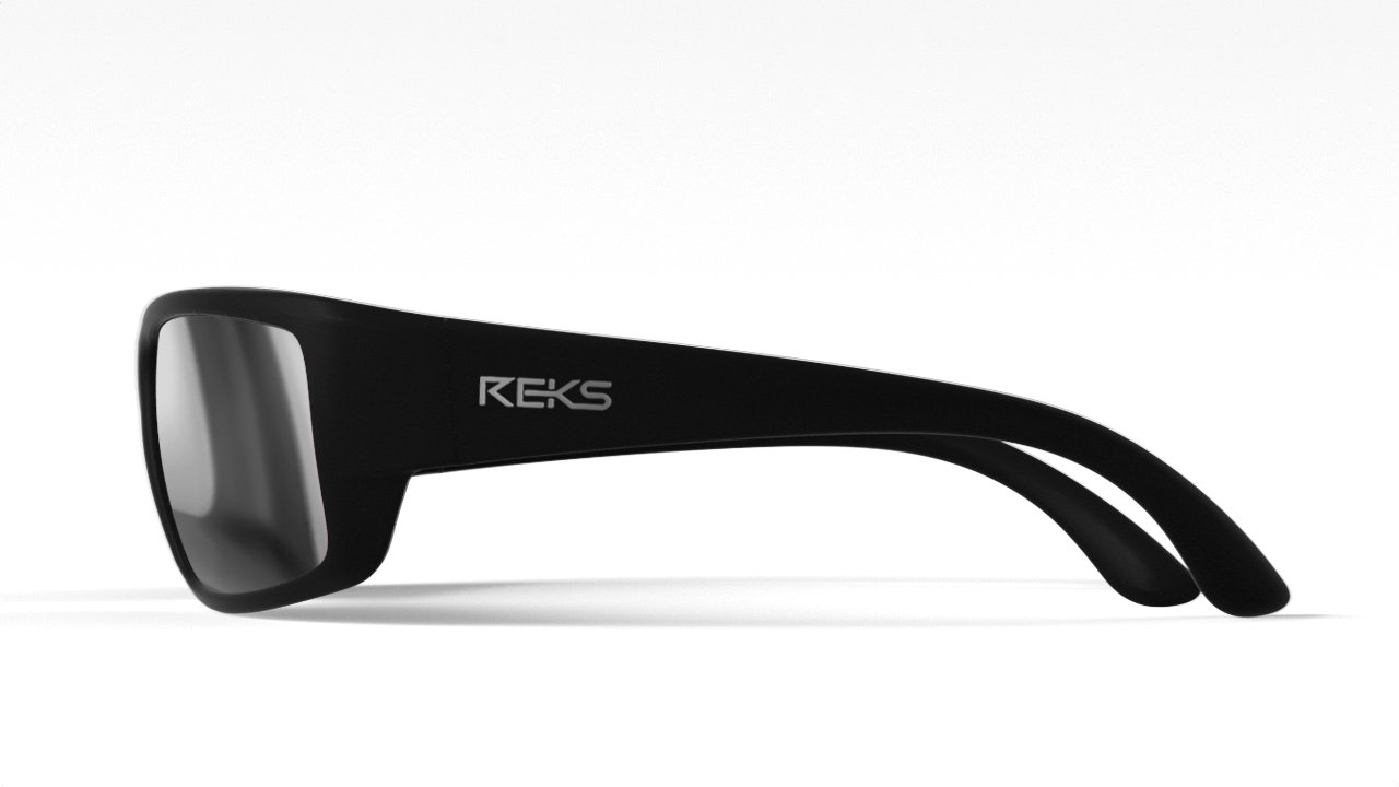 REKS ST Black WRAPAROUND I Silver Mirror Polarized lens