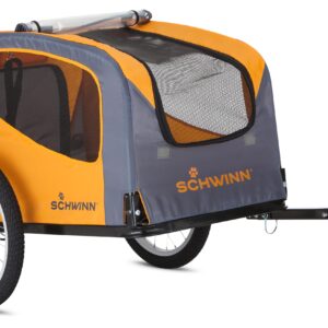 Schwinn 13-SC315 Rascal Bike Pet Trailer, For Small and Large Dogs, Lightweight, Tow with Bicycle, Up to 50 lbs. Small, Orange/Grey