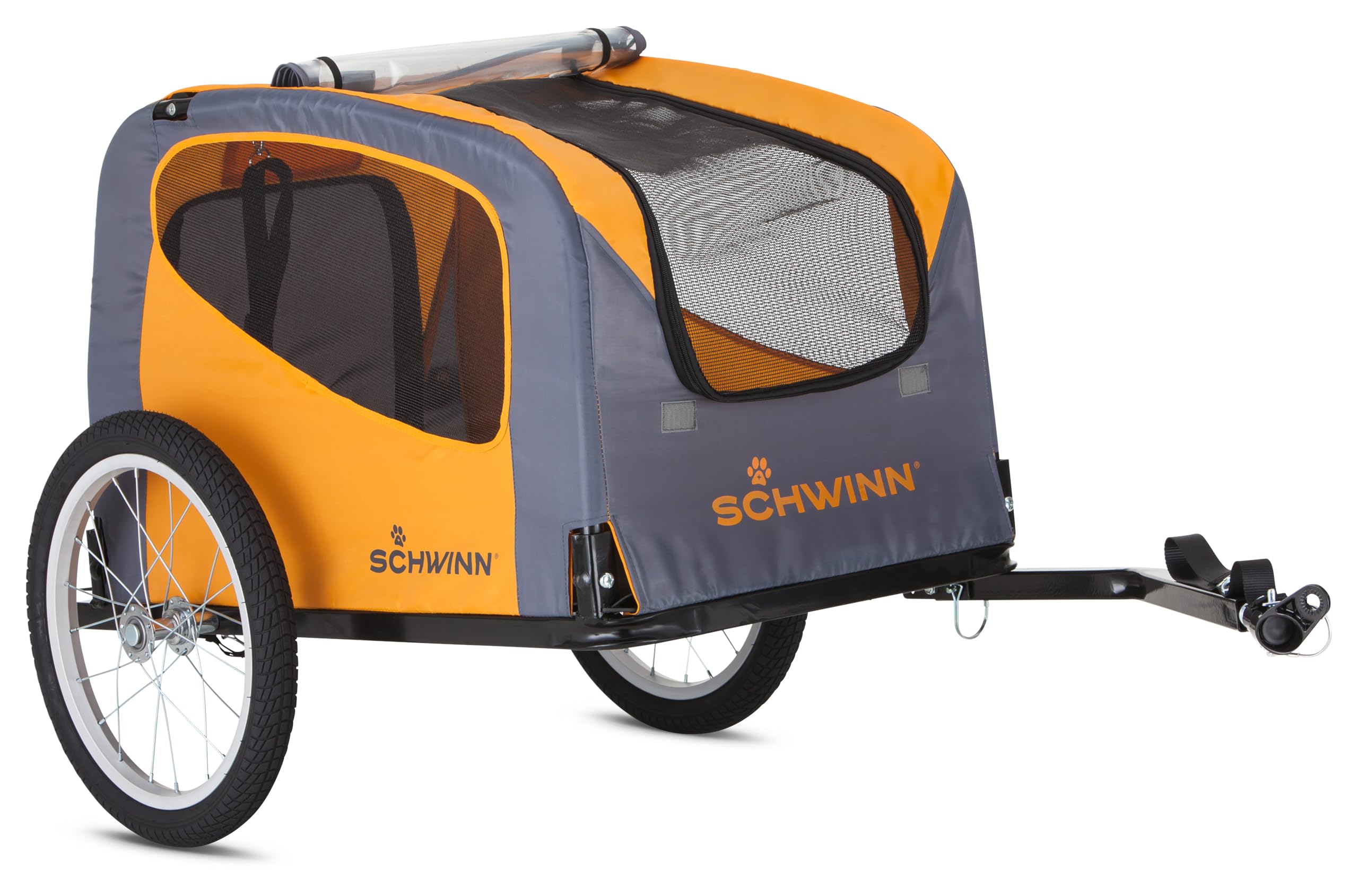 Schwinn 13-SC315 Rascal Bike Pet Trailer, For Small and Large Dogs, Lightweight, Tow with Bicycle, Up to 50 lbs. Small, Orange/Grey