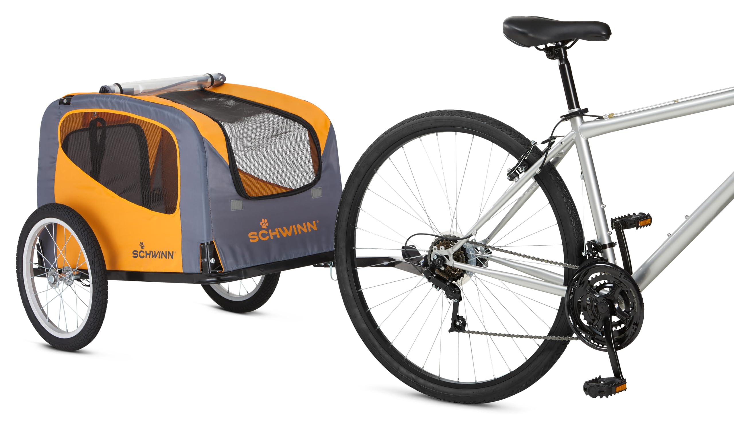 Schwinn 13-SC315 Rascal Bike Pet Trailer, For Small and Large Dogs, Lightweight, Tow with Bicycle, Up to 50 lbs. Small, Orange/Grey