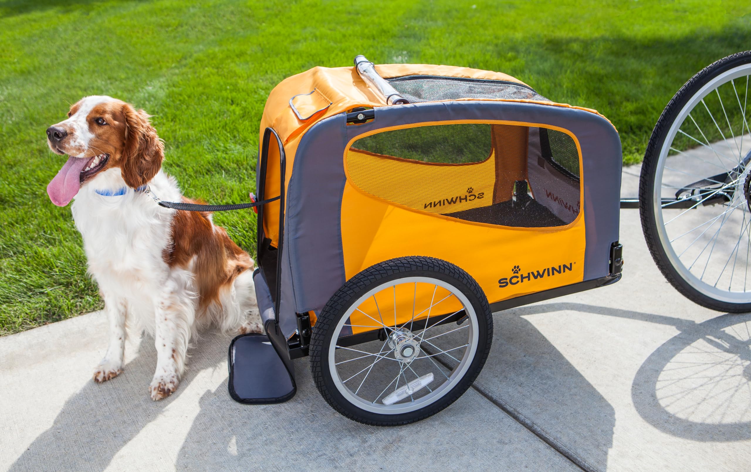 Schwinn 13-SC315 Rascal Bike Pet Trailer, For Small and Large Dogs, Lightweight, Tow with Bicycle, Up to 50 lbs. Small, Orange/Grey