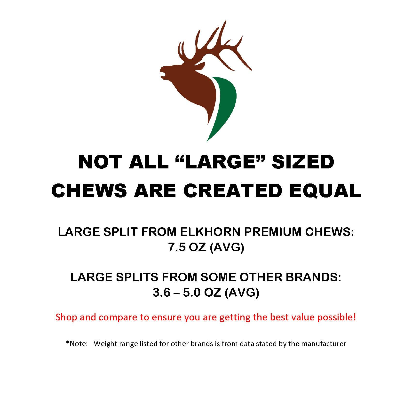 Elkhorn Premium Chews - Large Split Single Pack (for 30-50 lb Dogs) Premium Grade Elk Antler for Dogs (1 Piece) Sourced in The USA