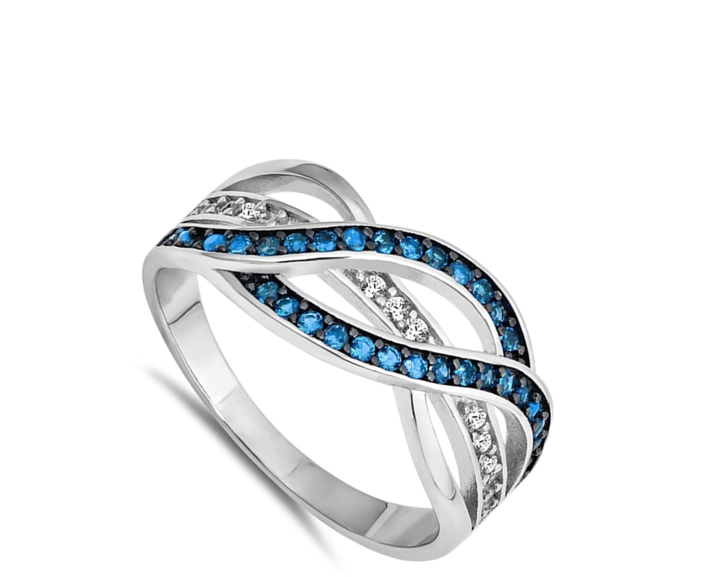 Infinity Knot Blue Simulated Topaz Promise Ring New 925 Sterling Silver Band Size 7