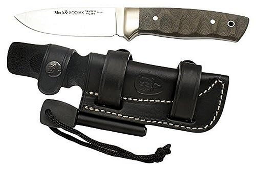 MUELA KODIAK-10G.M Fixed Blade Hunting Knife with Fire Starter & Leather Sheath, 4"