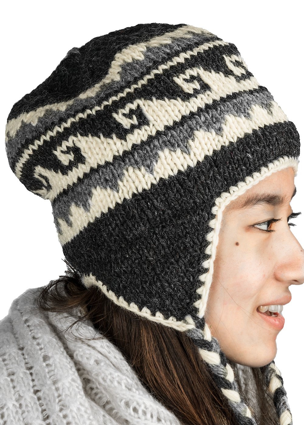 Tribe Azure Fair Trade Womens Beanie Hats, Warm Hats for Women Knit Hat for Women Women's Skullies & Beanie for Women (Grey)