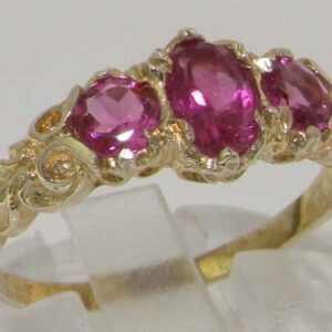 LetsBuyGold 10k Yellow Gold Natural Pink Tourmaline Womens Trilogy Ring - Size 5.75