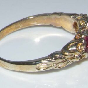 LetsBuyGold 10k Yellow Gold Natural Pink Tourmaline Womens Trilogy Ring - Size 5.75