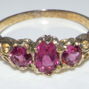 LetsBuyGold 10k Yellow Gold Natural Pink Tourmaline Womens Trilogy Ring - Size 5.75