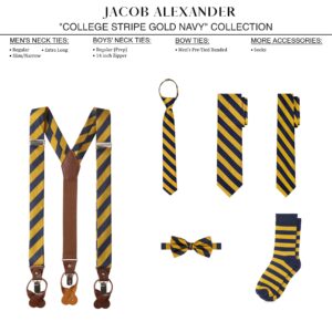 Jacob Alexander Stripe Woven Men's Reg College Bar Stripe Tie - Gold Navy