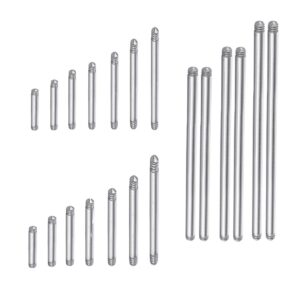 COTTVOTT 20pcs a Set Surgical Steel Threaded Barbell Bar Replacement for Tongue Earring Piercing Body Jewelry (Mix 20pcs)