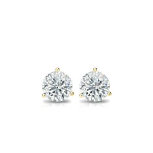 Diamond Wish 18k Yellow Gold Round Diamond Stud Earrings (1/6 carat TW, Good, SI1-SI2) 3-Prong Martini, Push-Back