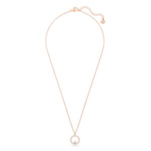 Swarovski Creativity Collection Women's Necklace, Intertwined circle Pendant with White Crystals and Rose-Gold Tone Plated Chain