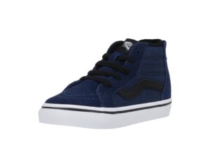 vans men's sk8 hi zip skateboarding shoes (4 toddler m, blue depth/black)