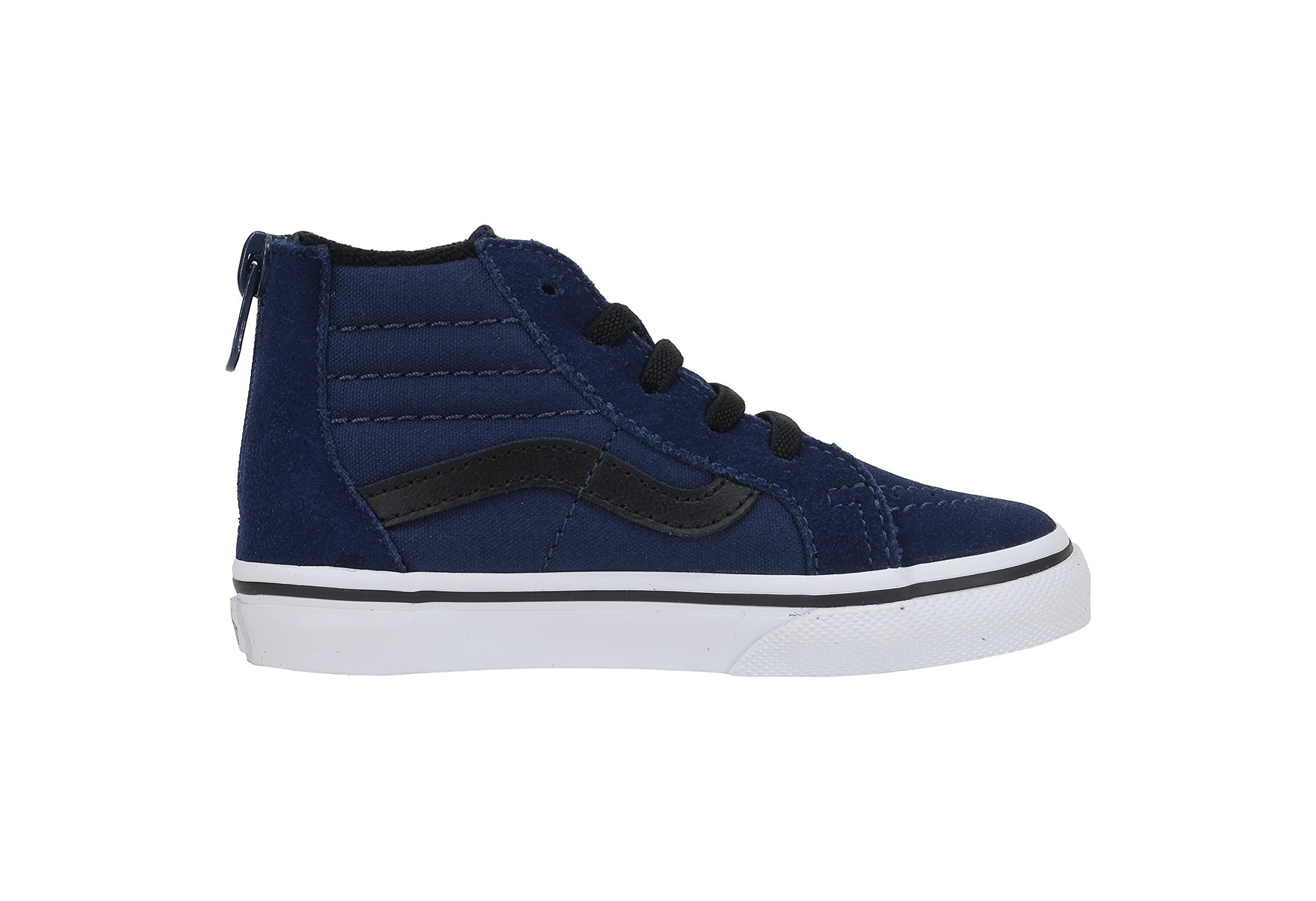 Vans Men's SK8 Hi Zip Skateboarding Shoes (4 Toddler M, Blue Depth/Black)