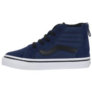 Vans Men's SK8 Hi Zip Skateboarding Shoes (4 Toddler M, Blue Depth/Black)