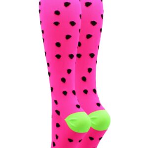 MadSportsStuff Neon Watermelon Over The Calf Socks (Neon Pink/Neon Green, Small)