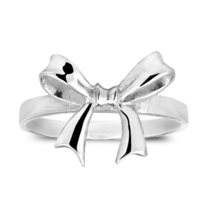 AeraVida Cute Little Bow or Ribbon of Sterling Silver Ring Size 6 for Adorable and Stylish Fashion Accesores for Women