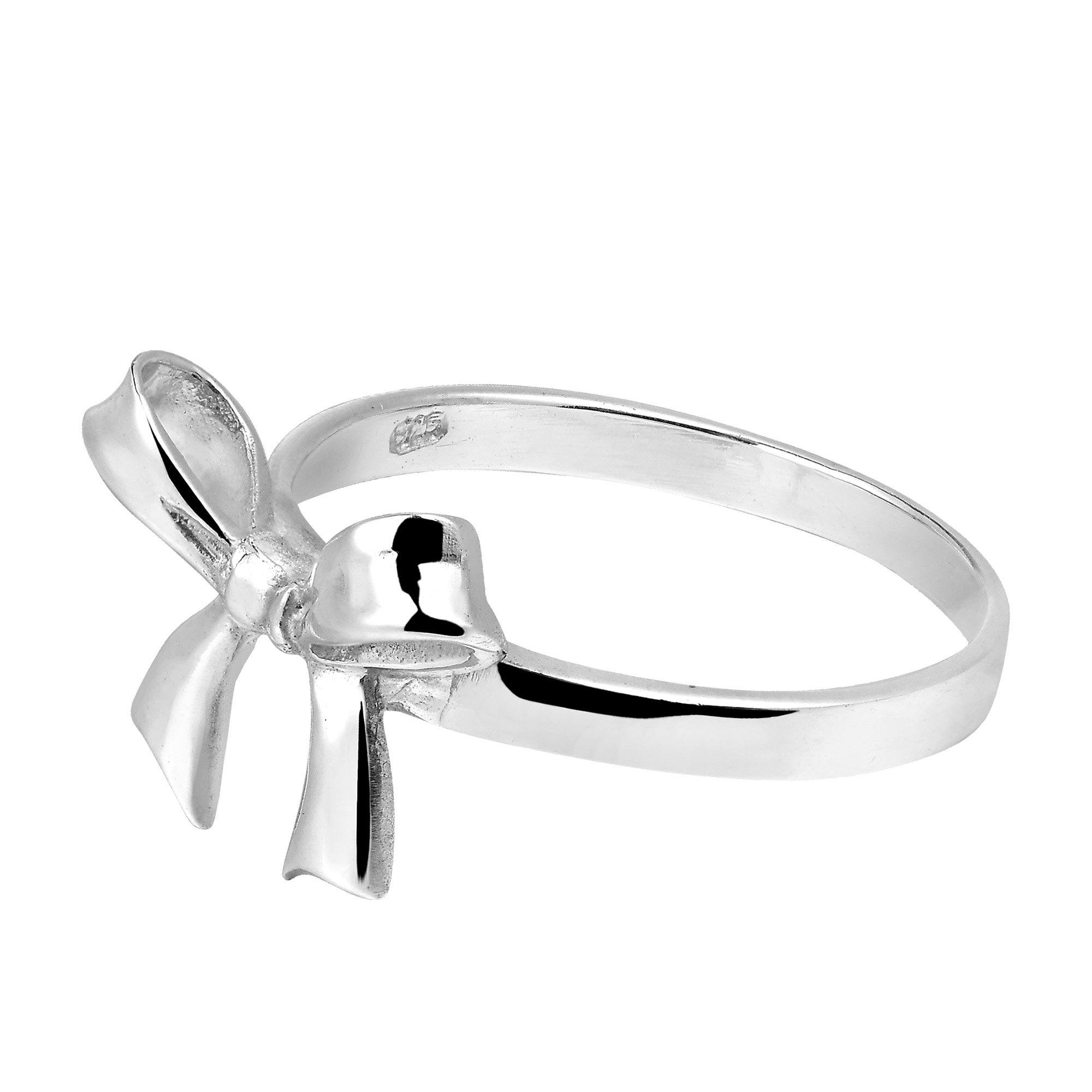 AeraVida Cute Little Bow or Ribbon of Sterling Silver Ring Size 6 for Adorable and Stylish Fashion Accesores for Women