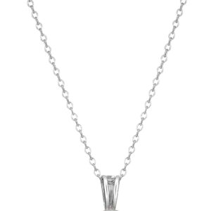 Amazon Essentials Sterling Silver Round Cut Created White Sapphire Birthstone Pendant Necklace (April), 18" (previously Amazon Collection)