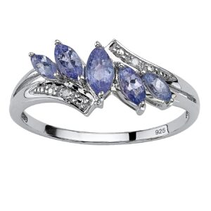 palmbeach platinum-plated sterling silver marquise cut genuine purple tanzanite bypass ring sizes 6-10 size 7