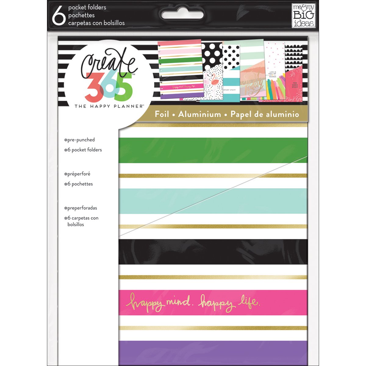 me & my BIG ideas Pocket Folders - The Happy Planner Scrapbooking Supplies - Multi-Color - 6 Pre-Punched - Extra Planner Storage - Keep Receipts, Bills, Invitations, Stamps, Photos - Classic Size