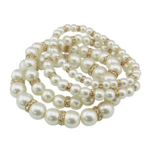 coiris 4pcs multi layer imitation pearl beads stretch bracelets for women (br1113-w)