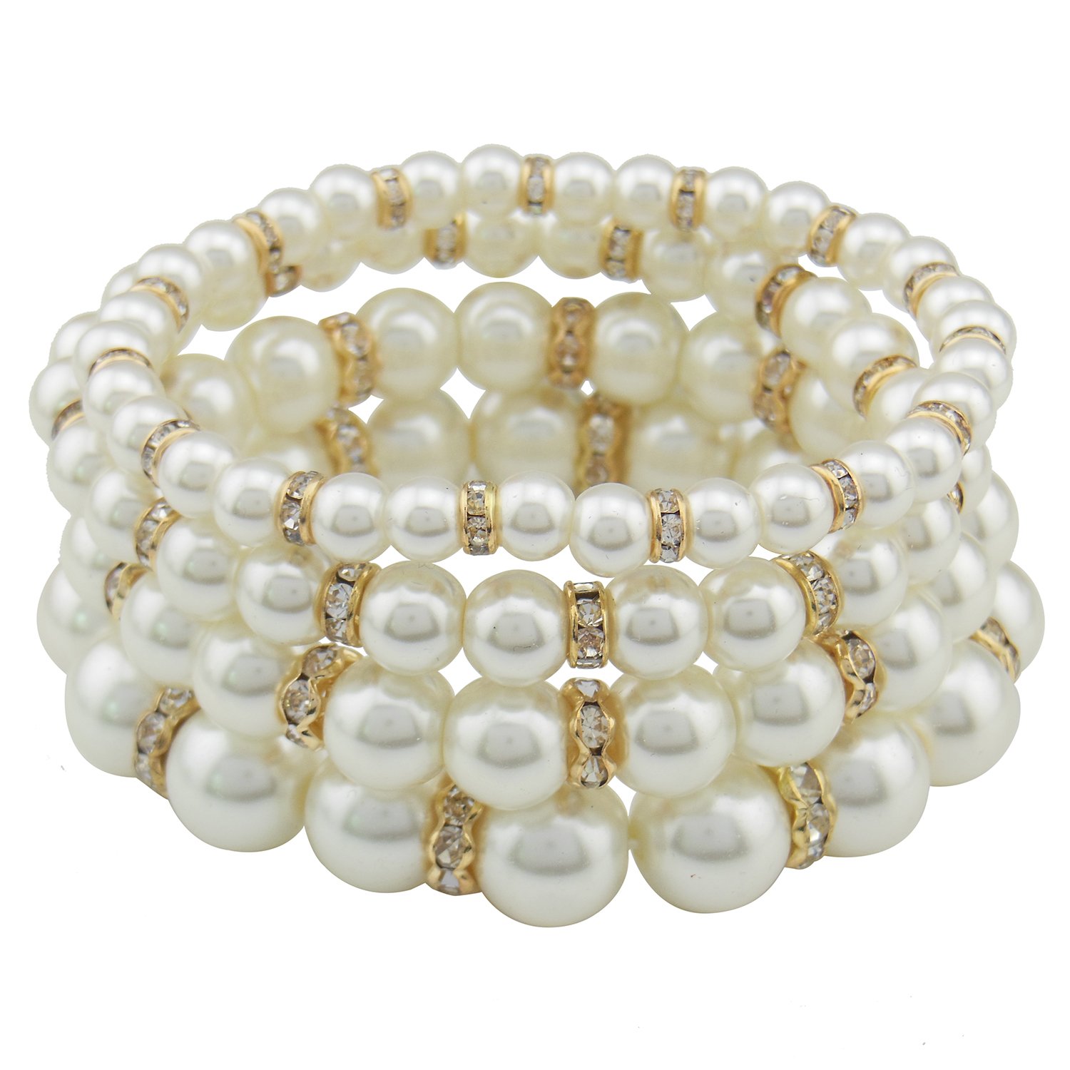 Coiris 4pcs Multi Layer Imitation Pearl Beads Stretch Bracelets For Women (BR1113-W)