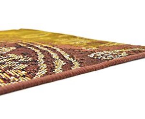 Unique Loom Outdoor Modern Collection Area Rug - Trio (2' x 6' 1" Runner, Rust Red/ Gold)