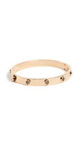 tory burch women's logo stud hinge bracelet, tory gold, one size