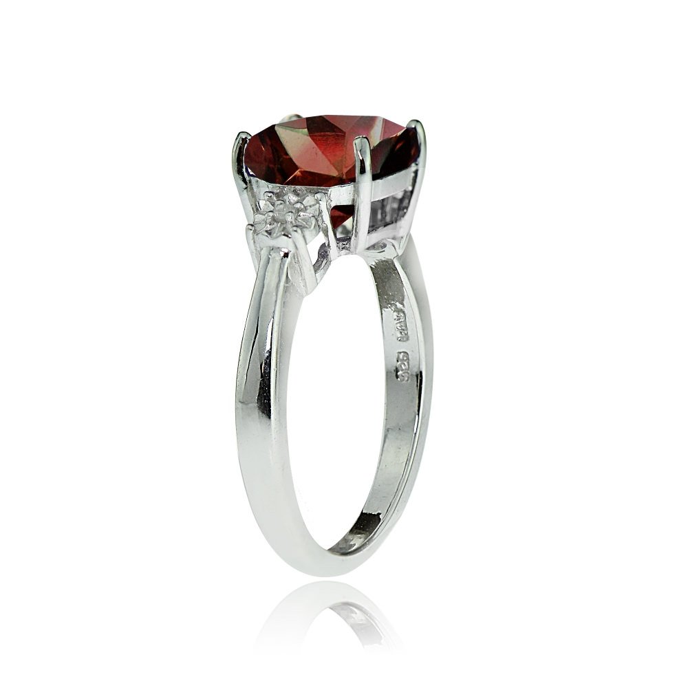 Ice Gems Sterling Silver African Garnet and Cushion-cut Ring, Size 5