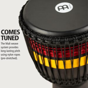 Meinl Percussion ADJ7-L African Style Fire Rhythm Series Rope Tuned 12" Wood Djembe, Black