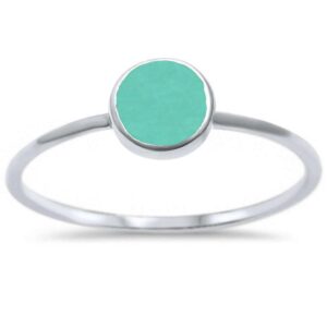 Oxford Diamond Co Sterling Silver Round Simulated Turquoise Ring Sizes 7