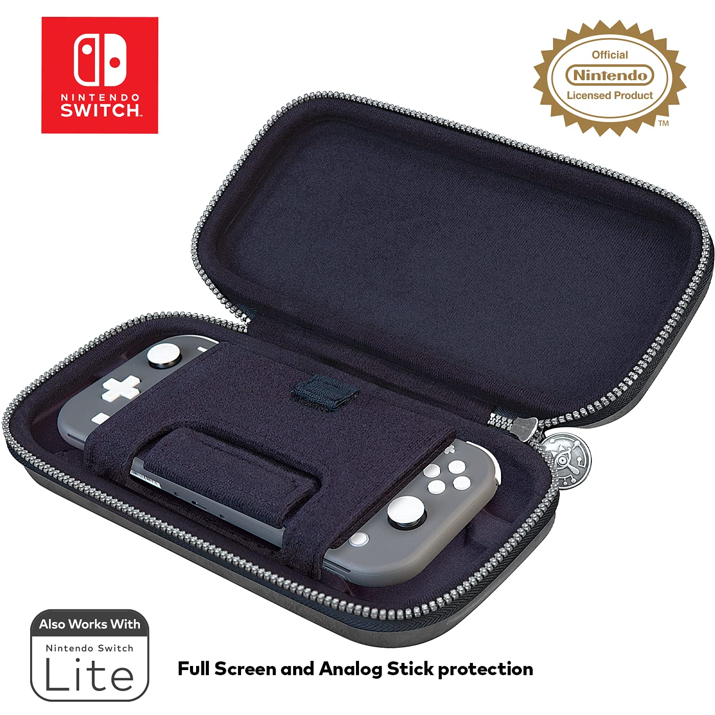 Game Traveler Zelda Nintendo Switch OLED Case - Fits Switch OLED, Original Switch & Switch Lite, Adjustable Viewing Stand & Bonus Game Cases, Deluxe Carry Handle, Licensed Nintendo Switch game case