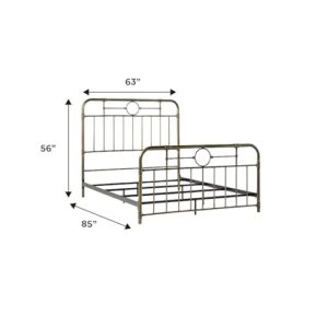 Walker Edison Vintage Metal Iron Pipe Queen Size Bed Headboard Bedroom Headboard Footboard Bed Frame Bedroom, Queen, Bronze