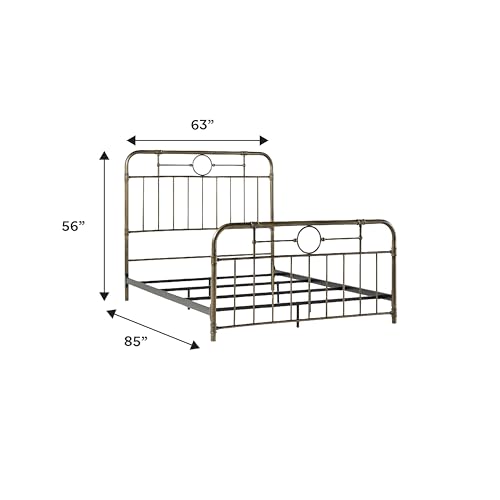 Walker Edison Vintage Metal Iron Pipe Queen Size Bed Headboard Bedroom Headboard Footboard Bed Frame Bedroom, Queen, Bronze