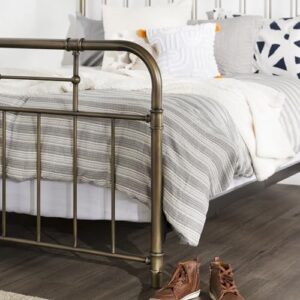 Walker Edison Vintage Metal Iron Pipe Queen Size Bed Headboard Bedroom Headboard Footboard Bed Frame Bedroom, Queen, Bronze