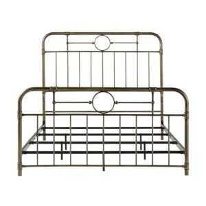 Walker Edison Vintage Metal Iron Pipe Queen Size Bed Headboard Bedroom Headboard Footboard Bed Frame Bedroom, Queen, Bronze