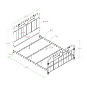 Walker Edison Vintage Metal Iron Pipe Queen Size Bed Headboard Bedroom Headboard Footboard Bed Frame Bedroom, Queen, Bronze