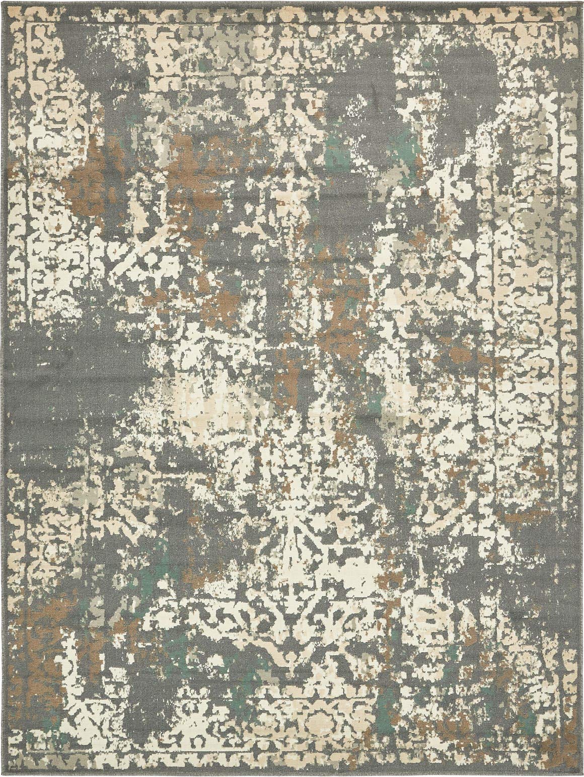 Unique Loom Tuareg Collection Vintage Distressed Traditional Area Rug (9' 0 x 12' 0 Rectangular, Gray/ Beige)