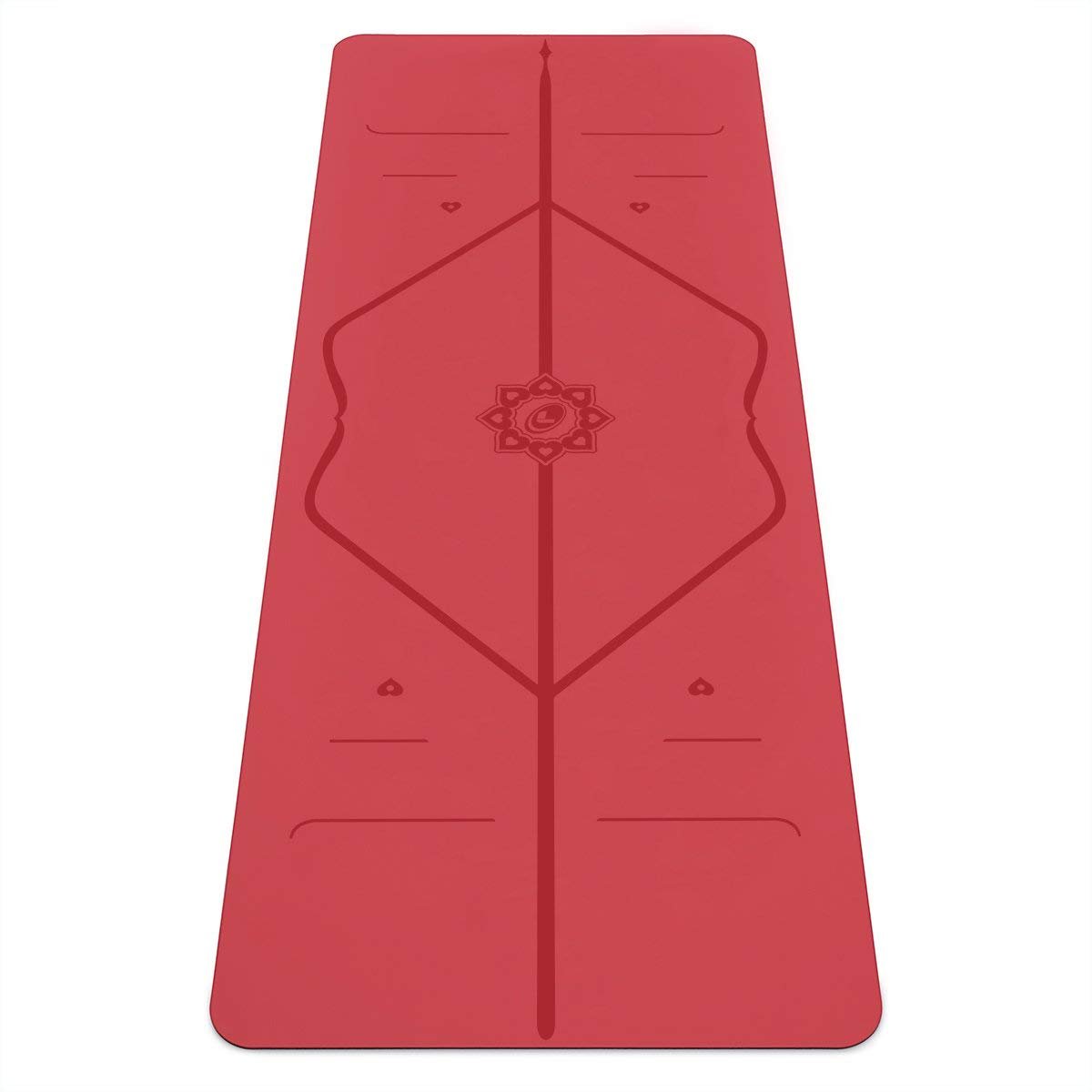 Liforme Special Yoga Mat - Patented Alignment System, Warrior-like Grip, Non-slip, Eco-friendly, sweat-resistant, Long, Wide and Thick, 4.2mm thick mat for comfort (Red)