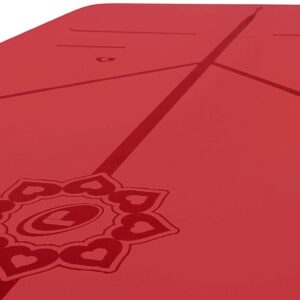 Liforme Special Yoga Mat - Patented Alignment System, Warrior-like Grip, Non-slip, Eco-friendly, sweat-resistant, Long, Wide and Thick, 4.2mm thick mat for comfort (Red)