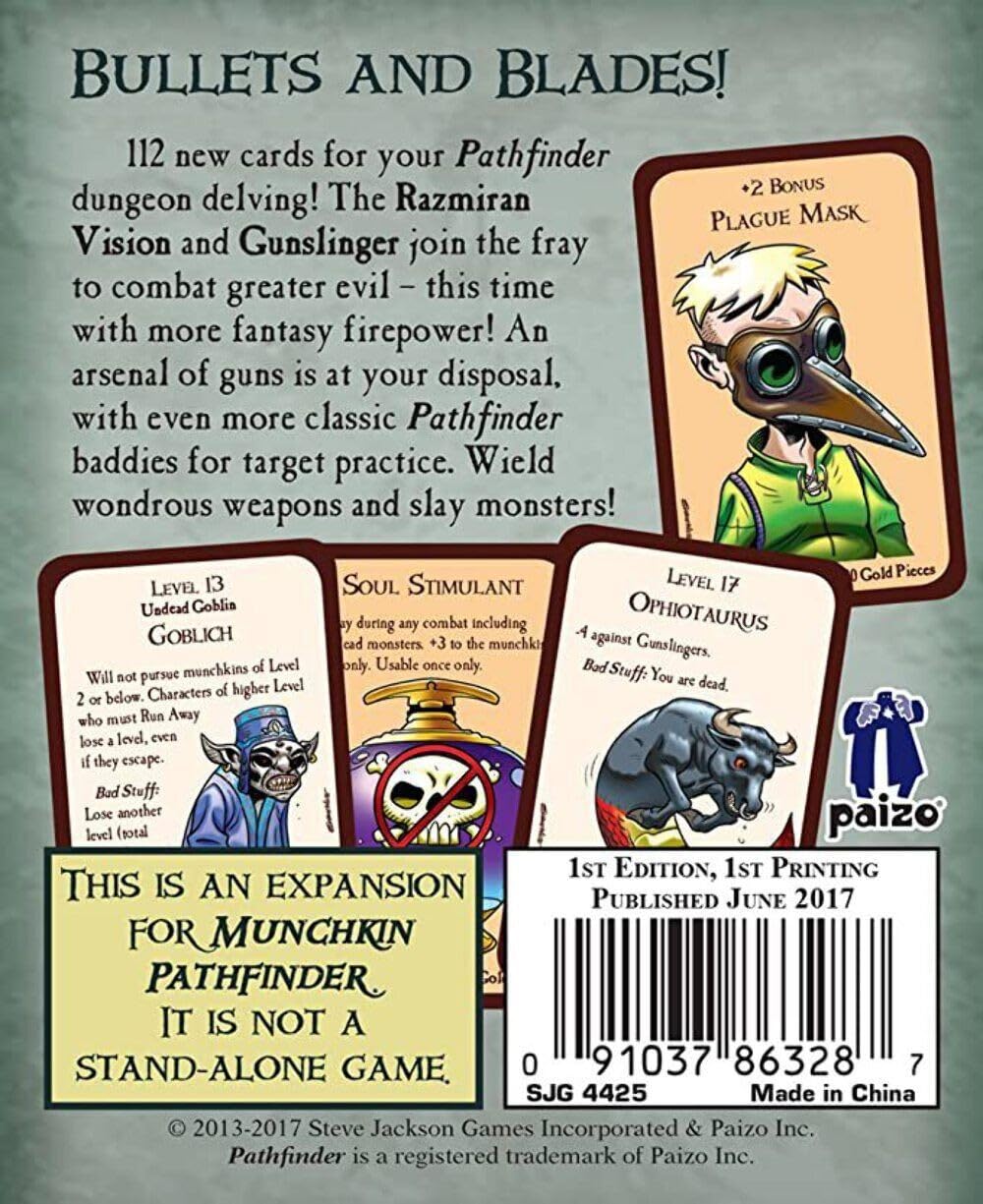 Steve Jackson Games Munchkin Pathfinder 2 – Guns and Razzes Card Game (Expansion) | 112-Cards | Card Game for Adults, Kids & Family | Fantasy RPG | Ages 10+ | 3-6 Players | Play Time 120 Min