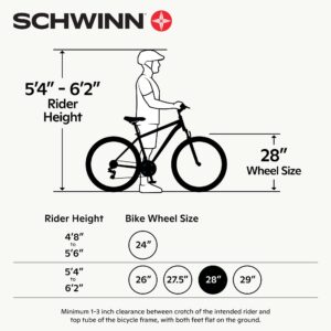 Schwinn Volare 1400 Drop Style Hybrid Sports Road Bike, Men and Women, 14-Speed, 700c Wheels, 21-Inch Aluminum Frame, Alloy Linear Pull Brakes, Red