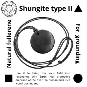 Karelia Shungite Pendant - Circle Base - Wearing this Shungite Necklace Improves and Protect Your Energy Flow - Stone from Russian Mine