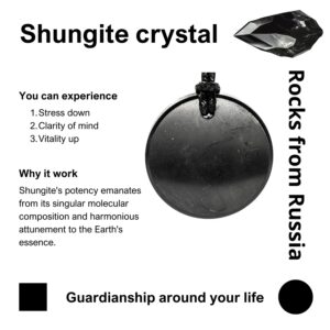 Karelia Shungite Pendant - Circle Base - Wearing this Shungite Necklace Improves and Protect Your Energy Flow - Stone from Russian Mine