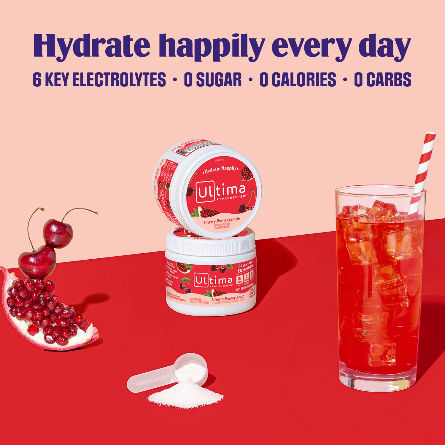 Ultima Replenisher Daily Electrolyte Drink Mix, Cherry Pomegranate, 30 Servings, 3.6 oz (Pack of 1)