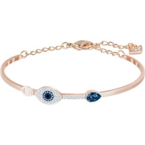 swarovski crystal evil eye rose gold-plated bangle bracelet